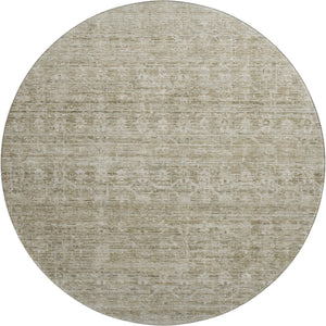 HomeRoots 8' Taupe and Beige Striped Round Rug - Washable, UV-Protected, Stain-Resistant for Any Space! 699978