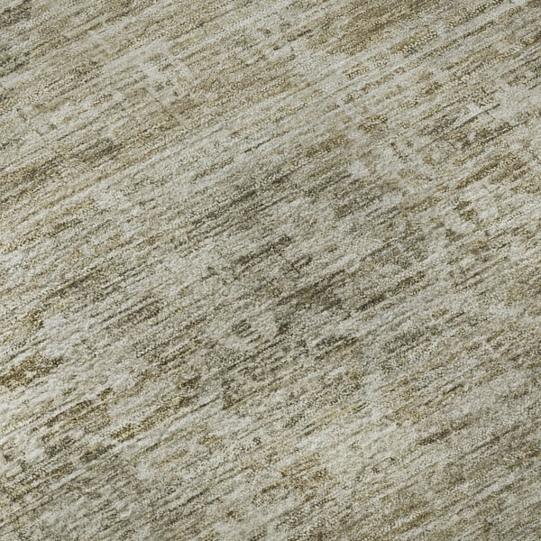 HomeRoots 8' Taupe and Beige Striped Round Rug - Washable, UV-Protected, Stain-Resistant for Any Space! 699978