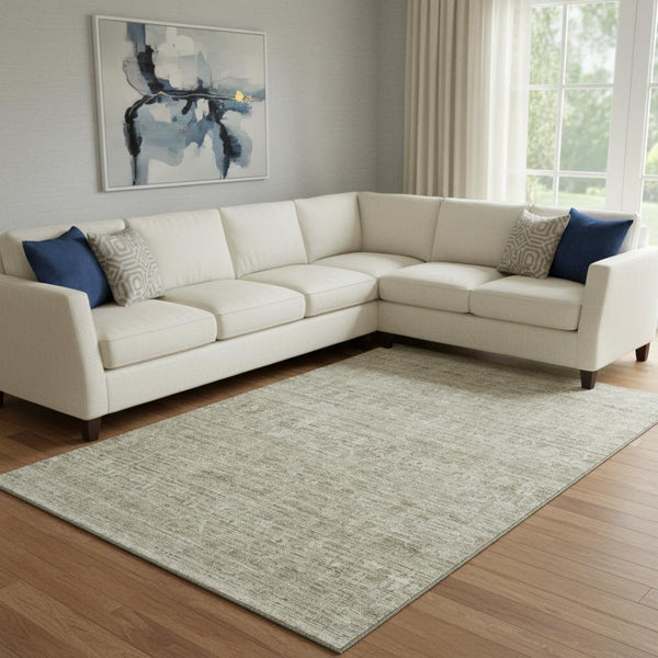HomeRoots 8' X 10' Washable Taupe & Beige Striped Area Rug - Durable, Stain-Resistant, UV Protected, Non-Slip 699979