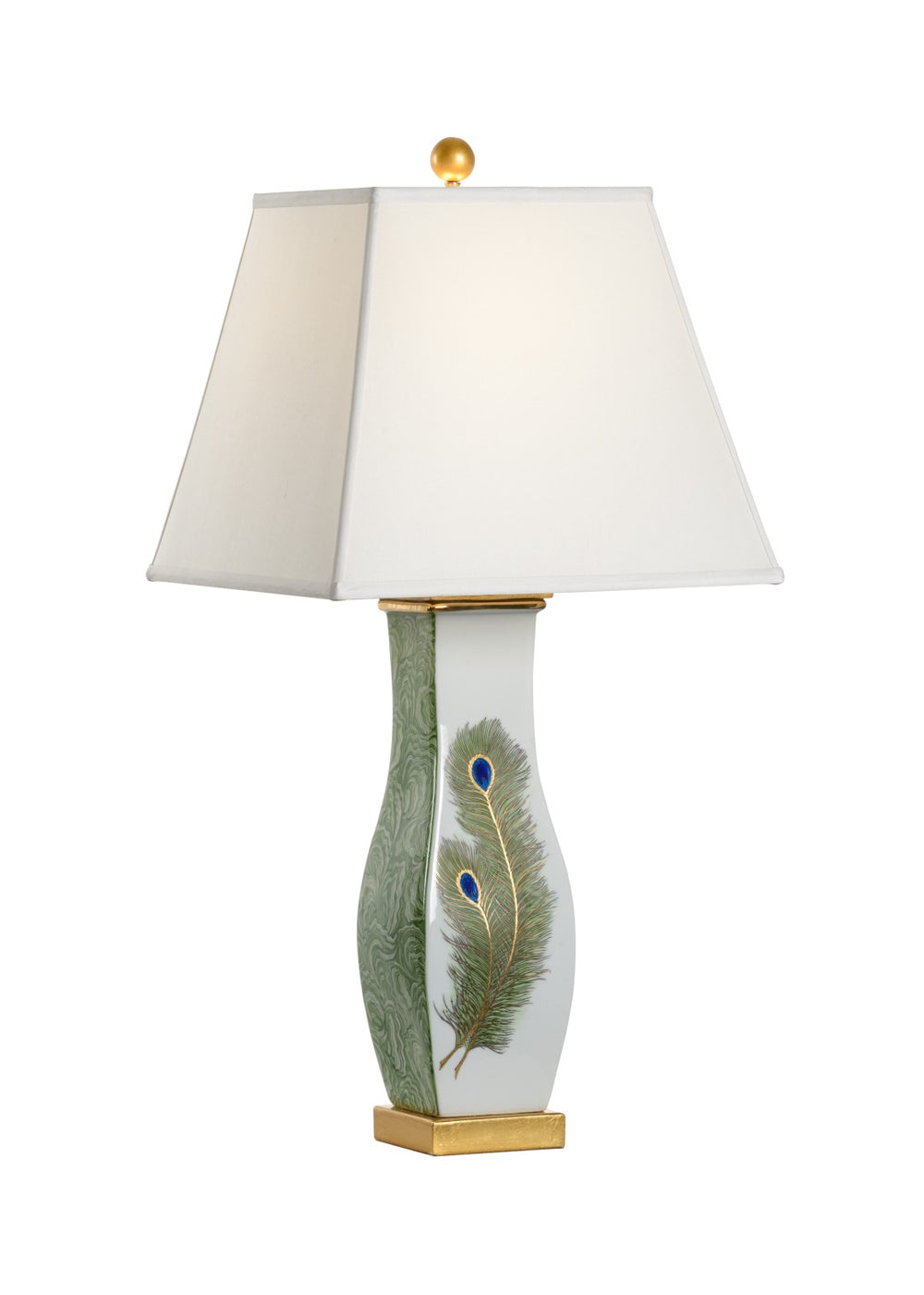 Chelsea House Peacock Hand‑Painted Ceramic Lamp With Gold Leaf Feather Motif — Slim 33" Accent Light For Narrow Spaces 69998