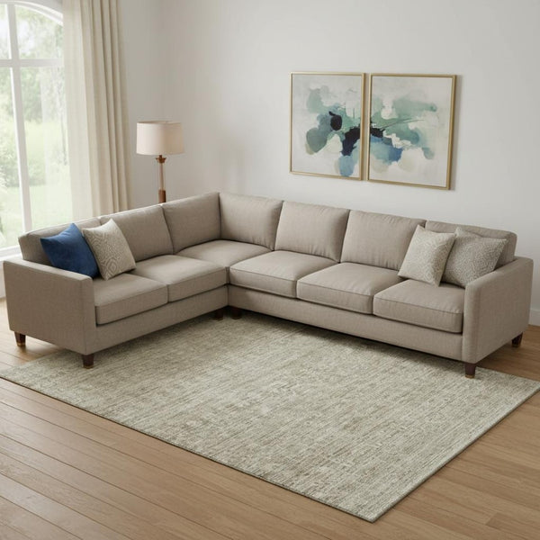 HomeRoots 9' X 12' Taupe & Beige Striped Washable Area Rug - Durable, Stain-Resistant, UV Protected Design 699980