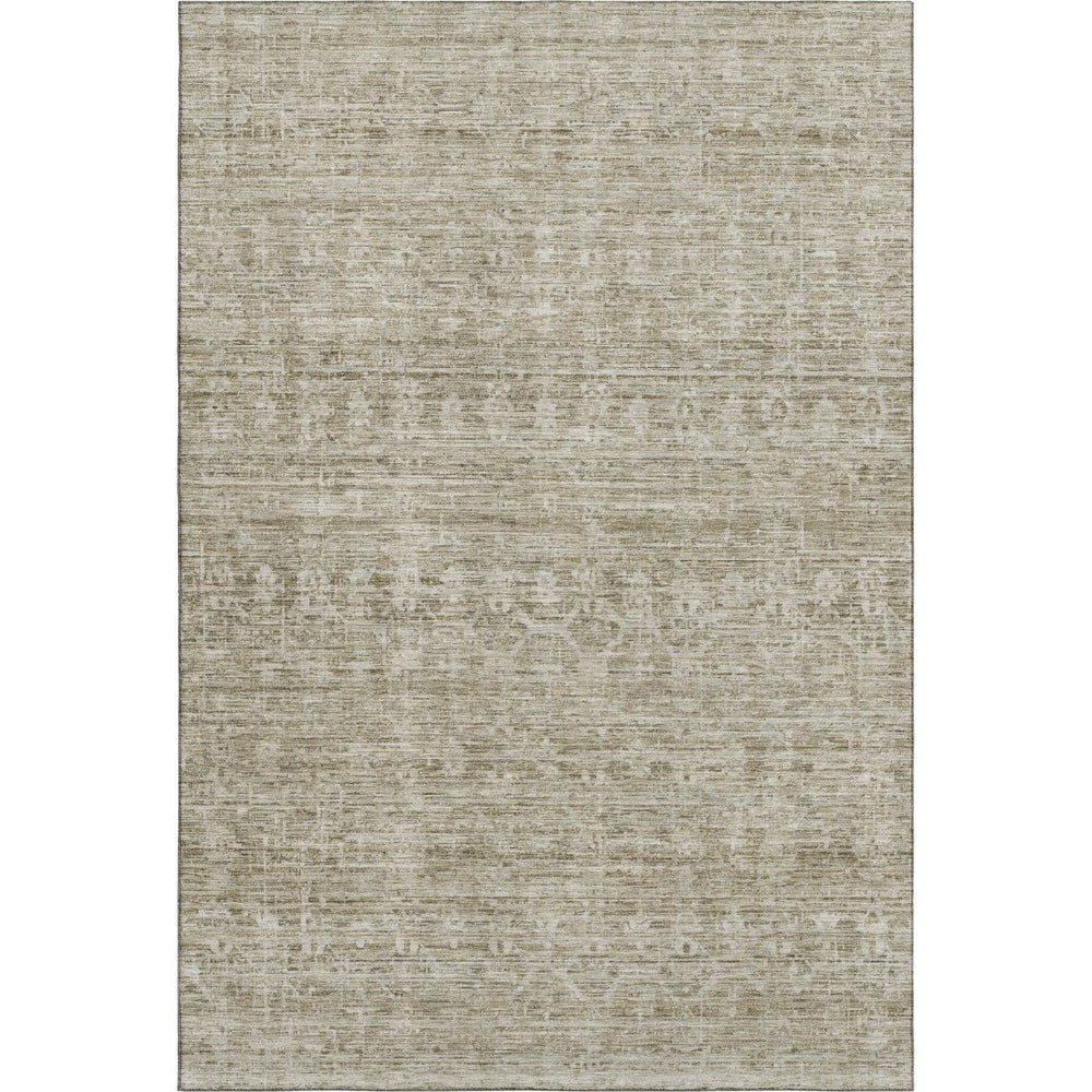 HomeRoots 9' X 12' Taupe & Beige Striped Washable Area Rug - Durable, Stain-Resistant, UV Protected Design 699980
