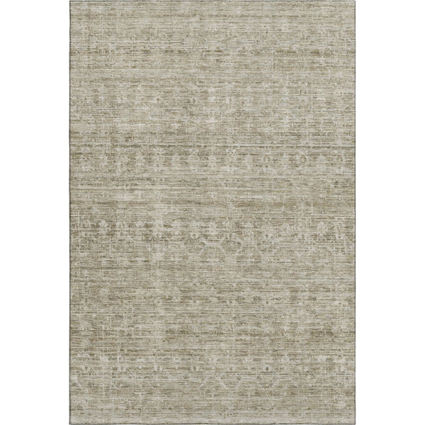 HomeRoots 9' X 12' Taupe & Beige Striped Washable Area Rug - Durable, Stain-Resistant, UV Protected Design 699980