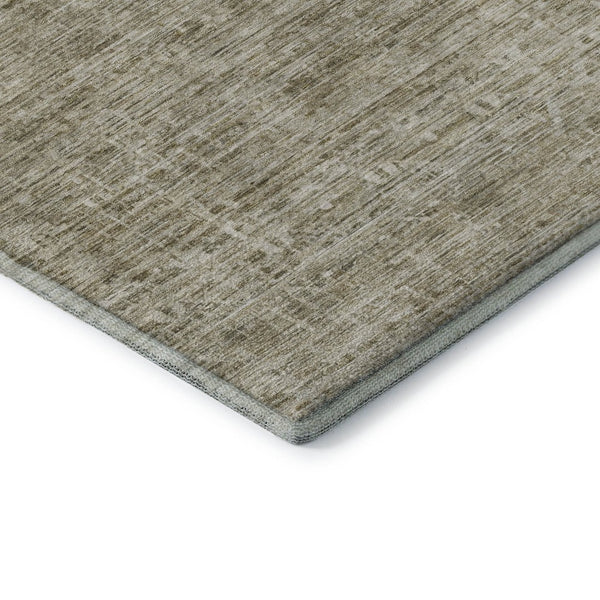 HomeRoots 9' X 12' Taupe & Beige Striped Washable Area Rug - Durable, Stain-Resistant, UV Protected Design 699980