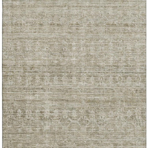 HomeRoots 9' X 12' Taupe & Beige Striped Washable Area Rug - Durable, Stain-Resistant, UV Protected Design 699980