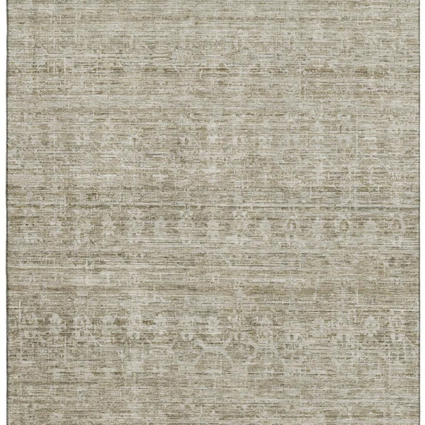 HomeRoots 9' X 12' Taupe & Beige Striped Washable Area Rug - Durable, Stain-Resistant, UV Protected Design 699980
