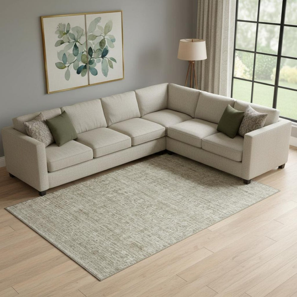 HomeRoots 10' Taupe and Beige Striped Area Rug - Washable, Stain-Resistant, UV-Protected for Family Homes 699981