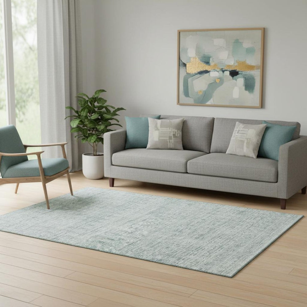 HomeRoots 5' X 8' Turquoise and Ivory Striped Washable Area Rug - UV Protected, Stylish, and Easy to Clean! 699983