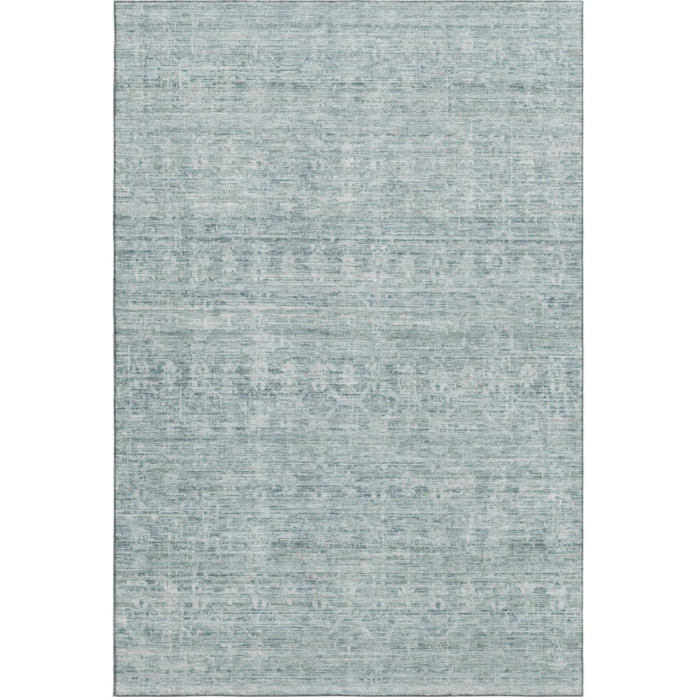 HomeRoots 5' X 8' Turquoise and Ivory Striped Washable Area Rug - UV Protected, Stylish, and Easy to Clean! 699983