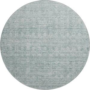 HomeRoots 8' Turquoise and Ivory Striped Round Rug - Durable, Washable, UV-Protected for Indoor & Outdoor Use 699984