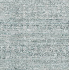 HomeRoots 8' X 10' Washable Turquoise and Ivory Striped Area Rug with UV Protection for Homes and Patios 699985