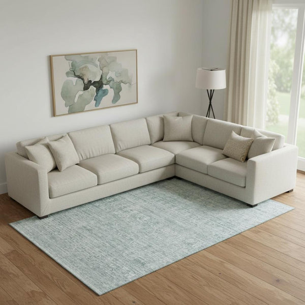 HomeRoots 10' X 14' Coastal-Inspired Turquoise and Ivory Striped Washable Area Rug with UV Protection & Durability 699987