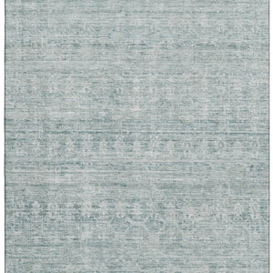 HomeRoots 10' X 14' Coastal-Inspired Turquoise and Ivory Striped Washable Area Rug with UV Protection & Durability 699987