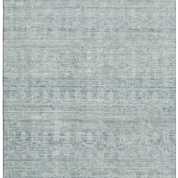 HomeRoots 10' X 14' Coastal-Inspired Turquoise and Ivory Striped Washable Area Rug with UV Protection & Durability 699987