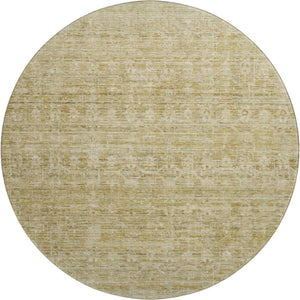 HomeRoots 8' Wheat and Beige Striped Washable Round Rug - Durable, UV-Protected, Perfect for Family Spaces! 699990