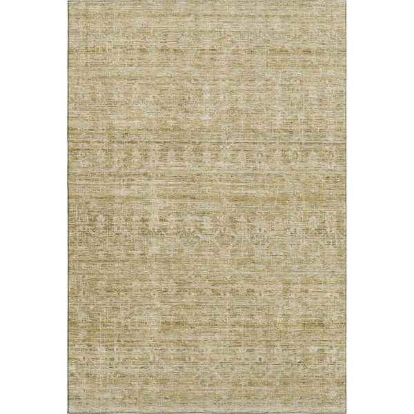 HomeRoots 9' X 12' Wheat and Beige Striped Washable Area Rug - Durable, UV Protected, Perfect for Families! 699992