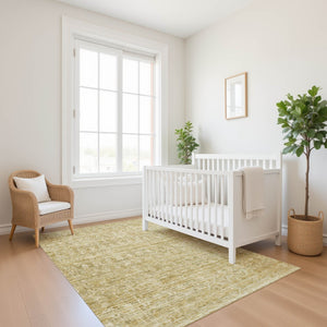 HomeRoots 9' X 12' Wheat and Beige Striped Washable Area Rug - Durable, UV Protected, Perfect for Families! 699992
