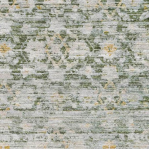 HomeRoots 5' X 8' Striped Washable Area Rug in Green, Gold & Ivory - UV Resistant, Durable & Stylish Design 699995