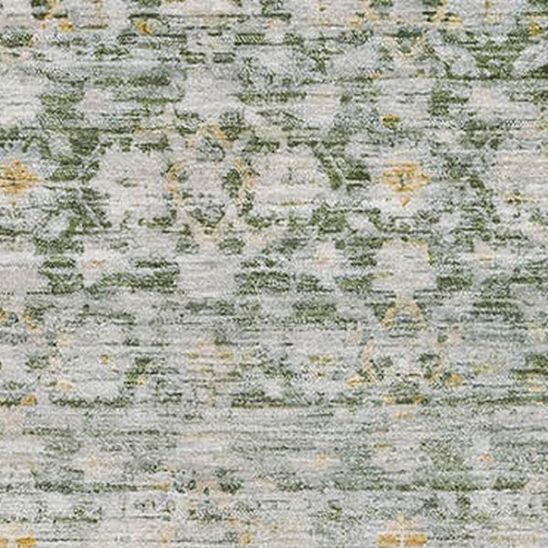HomeRoots 5' X 8' Striped Washable Area Rug in Green, Gold & Ivory - UV Resistant, Durable & Stylish Design 699995