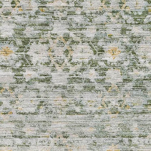 HomeRoots 8' X 10' Washable Green Gold Ivory Striped Area Rug with UV Protection for Stylish Home Decor 699997