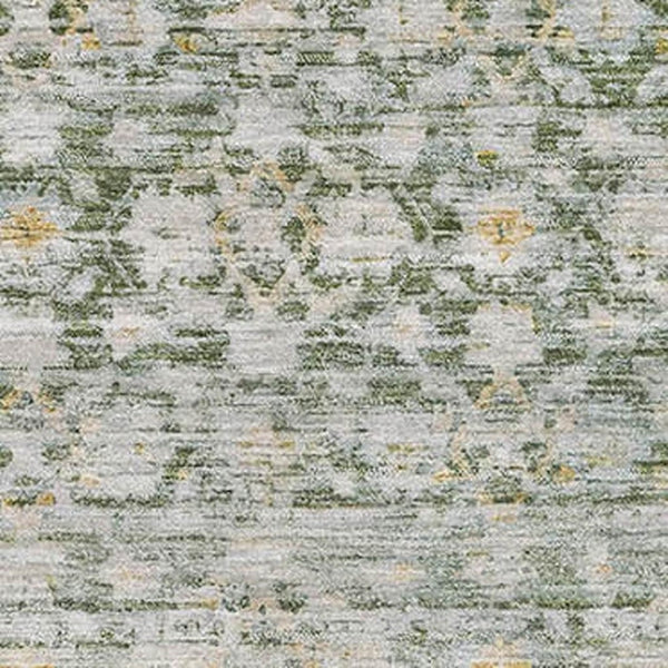 HomeRoots 8' X 10' Washable Green Gold Ivory Striped Area Rug with UV Protection for Stylish Home Decor 699997