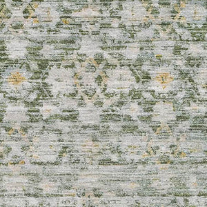 HomeRoots 9' X 12' Striped Area Rug in Green, Gold & Ivory - Washable, UV-Protected, Kid & Pet Friendly! 699998