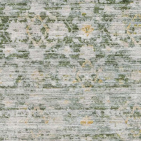HomeRoots 10' X 14' Stylish Green Gold Ivory Striped Washable Area Rug - Durable, UV Protected & Stain-Resistant 699999