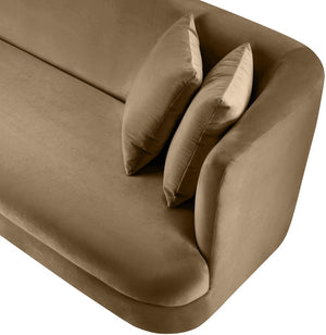 Meridian Furniture Alder Barrel Accent Chair Plush Velvet Upholstery Curved Frame for Modern Living Rooms Beige 699Beige-C