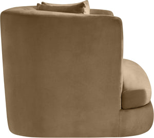 Meridian Furniture Alder Barrel Accent Chair Plush Velvet Upholstery Curved Frame for Modern Living Rooms Beige 699Beige-C