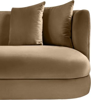 Meridian Furniture Alder Barrel Accent Chair Plush Velvet Upholstery Curved Frame for Modern Living Rooms Beige 699Beige-C