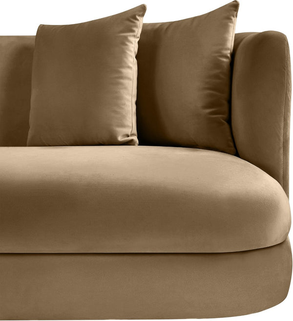 Meridian Furniture Alder Barrel Accent Chair Plush Velvet Upholstery Curved Frame for Modern Living Rooms Beige 699Beige-C