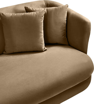 Meridian Furniture Alder Barrel Accent Chair Plush Velvet Upholstery Curved Frame for Modern Living Rooms Beige 699Beige-C