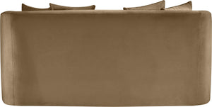 Meridian Furniture Alder Plush Velvet Loveseat with Rounded Arms and Solid Wood Frame for Modern Living Rooms Beige 699Beige-L