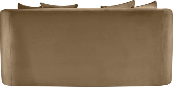 Meridian Furniture Alder Plush Velvet Loveseat with Rounded Arms and Solid Wood Frame for Modern Living Rooms Beige 699Beige-L