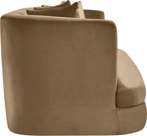 Meridian Furniture Alder Plush Velvet Loveseat with Rounded Arms and Solid Wood Frame for Modern Living Rooms Beige 699Beige-L