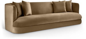 Meridian Furniture Alder Curved Velvet Three Seat Sofa with Solid Wood Frame for Modern Living Rooms Beige 699Beige-S