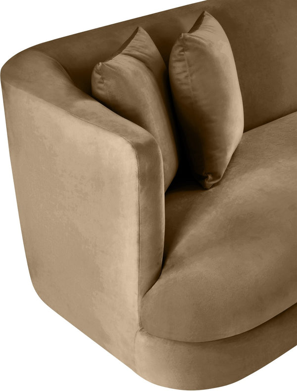 Meridian Furniture Alder Curved Velvet Three Seat Sofa with Solid Wood Frame for Modern Living Rooms Beige 699Beige-S