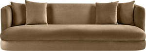 Meridian Furniture Alder Curved Velvet Three Seat Sofa with Solid Wood Frame for Modern Living Rooms Beige 699Beige-S