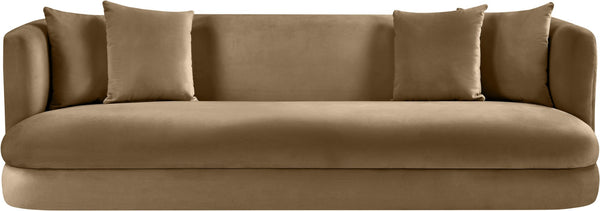 Meridian Furniture Alder Curved Velvet Three Seat Sofa with Solid Wood Frame for Modern Living Rooms Beige 699Beige-S