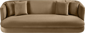 Meridian Furniture Alder Curved Velvet Three Seat Sofa with Solid Wood Frame for Modern Living Rooms Beige 699Beige-S