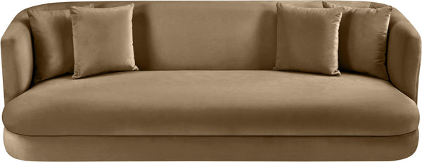 Meridian Furniture Alder Curved Velvet Three Seat Sofa with Solid Wood Frame for Modern Living Rooms Beige 699Beige-S