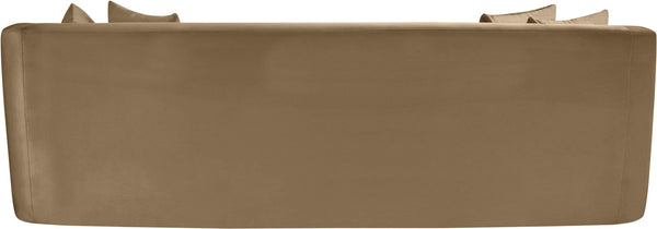 Meridian Furniture Alder Curved Velvet Three Seat Sofa with Solid Wood Frame for Modern Living Rooms Beige 699Beige-S