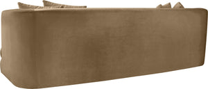 Meridian Furniture Alder Curved Velvet Three Seat Sofa with Solid Wood Frame for Modern Living Rooms Beige 699Beige-S