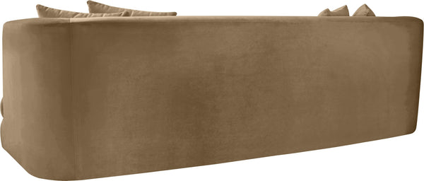 Meridian Furniture Alder Curved Velvet Three Seat Sofa with Solid Wood Frame for Modern Living Rooms Beige 699Beige-S