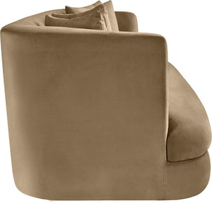 Meridian Furniture Alder Curved Velvet Three Seat Sofa with Solid Wood Frame for Modern Living Rooms Beige 699Beige-S