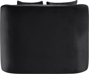 Meridian Furniture Alder Barrel Accent Chair Plush Velvet Upholstery Curved Frame for Modern Living Rooms Black 699Black-C