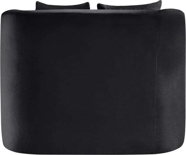 Meridian Furniture Alder Barrel Accent Chair Plush Velvet Upholstery Curved Frame for Modern Living Rooms Black 699Black-C