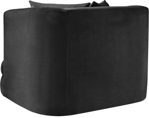 Meridian Furniture Alder Barrel Accent Chair Plush Velvet Upholstery Curved Frame for Modern Living Rooms Black 699Black-C