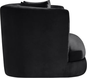 Meridian Furniture Alder Barrel Accent Chair Plush Velvet Upholstery Curved Frame for Modern Living Rooms Black 699Black-C