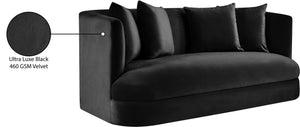 Meridian Furniture Alder Plush Velvet Loveseat with Rounded Arms and Solid Wood Frame for Modern Living Rooms Black 699Black-L